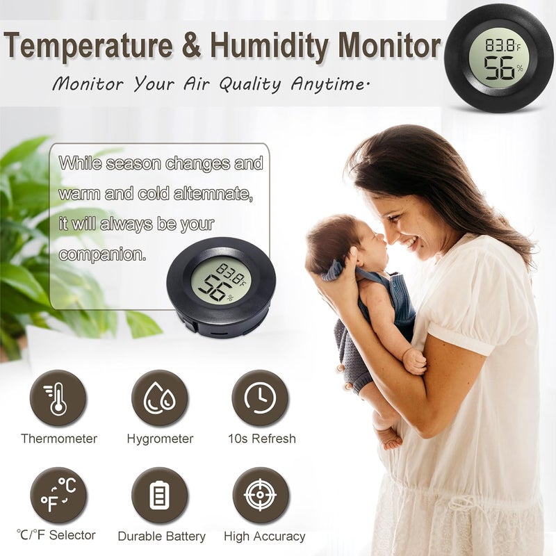 Newlight66 4 Pack Mini Digital Hygrometer Gauge Indoor Thermometer,Humidity Gauge LCD Monitor Temperature Outdoor Humidity Meter for Greenhouse Jars Incubators Guitar Case (4) - Image 5